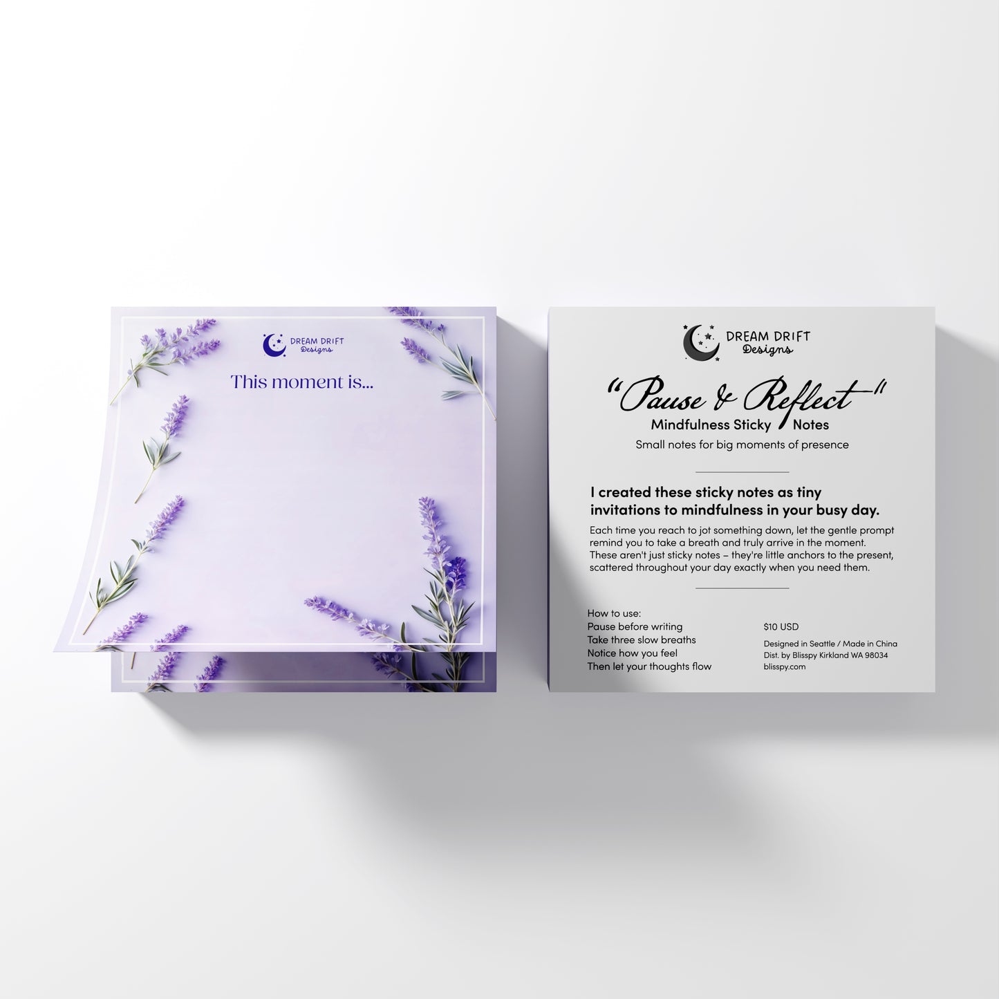 "Pause & Reflect" Mindfulness Sticky Notes